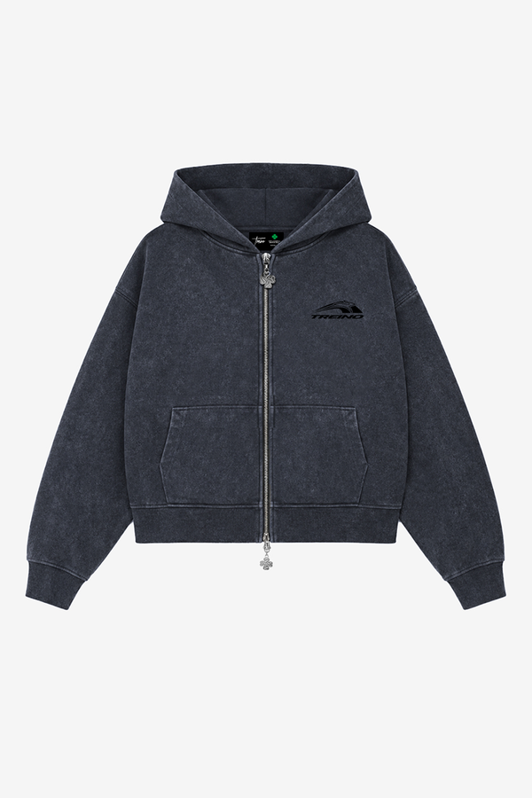POLERON BOXY HEAVYWEIGHT ZIP "LUCKY RABBIT" STONE TREINO