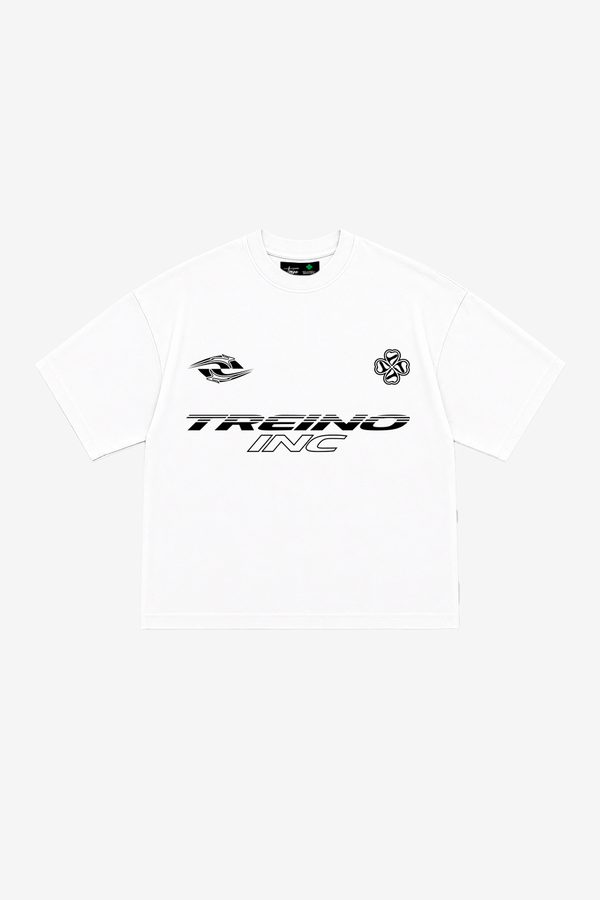 POLERA BOXY FIT "RETORNO CONTINUO" BLANCA  TREINO