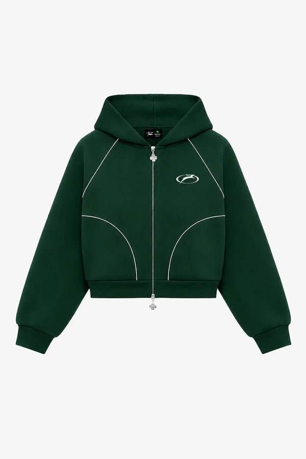 POLERON BOXY HEAVYWEIGHT ZIP "LUCKY RABBIT" REFLEX VERDE TREINO